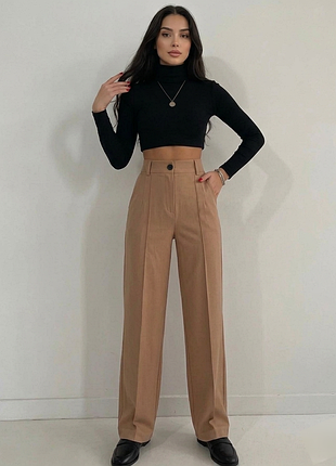 Брюки брюки высокая посадка повседневный классический стиль xs zara