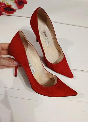 Роскошные красные туфли заколки каблуки женские jimmy choo 36 (оригинал)