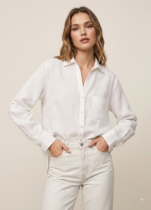 Жіноча біла лляна сорочка zara