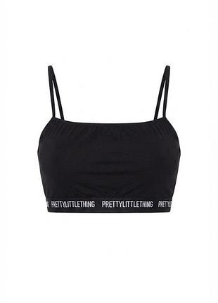 Черный корсетный топ с брендовой резиной prettylittlething 🖤