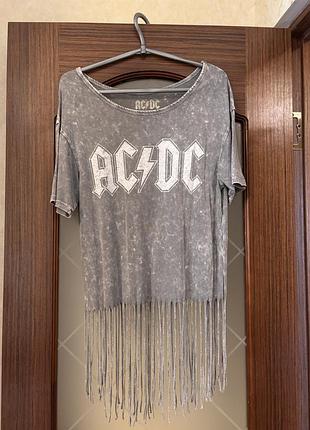 Футболка ac/dc з бахромою, розмір m