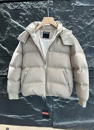 Чоловіча пухова куртка з капюшоном з вовни zegna