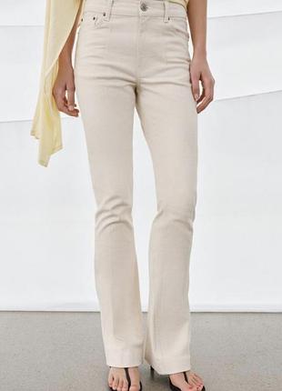 Джинси жіночі zara zw collection bootcut 34 ecru нові з біркою