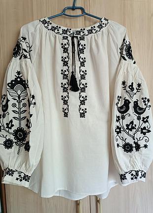 Вышиванка женская, черно-белая, 3хл 3xl