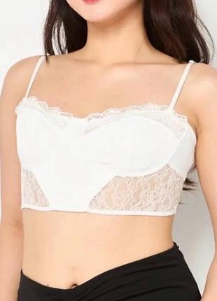Мереживий білий топ bershka🪽