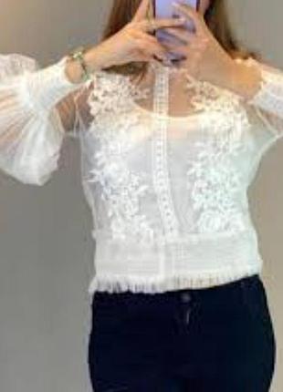 Кофтинка біла мереживо, блуза, сорочка