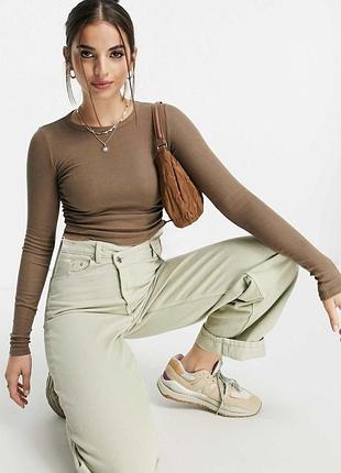 Кофта/лонгслив коричнева у рубчик pull&bear🤎