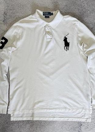 Polo ralph lauren big pony чоловіче поло з довгим рукавом xl біле