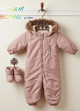 Комбинезон зимний h&amp;m девочке 80 86 см розовый