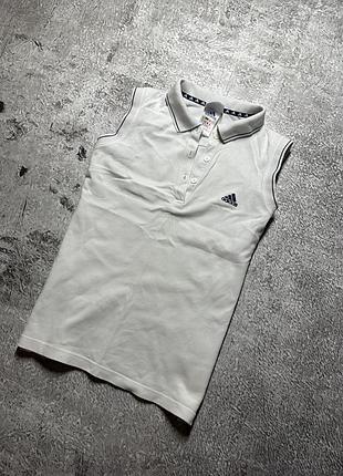 Вінтажний білий топ-поло без рукавів від adidas