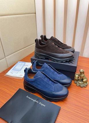 Чоловічі кросівки з натуральної шкіри замші zegna