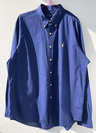 Чоловіча сорочка ralph lauren (xl) синя з жовтим логотипом / оригінал