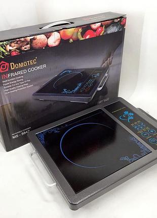 Плита інфрачервона domotec ms-5842 на 1 конфорку, потужна настільна електроплита, індукційна плита міні
