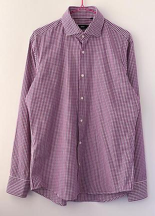 Чоловіча сорочка boss hugo boss regular fit в клітинку (m / 40)