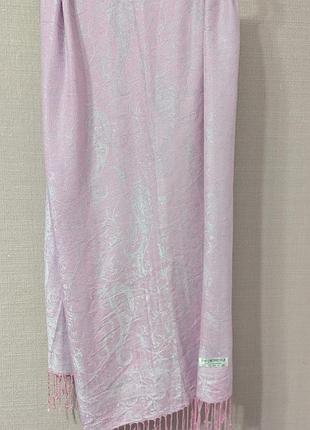 Жіночий палантин pashmina рожевий 180×70 см, жакардовий візерунок