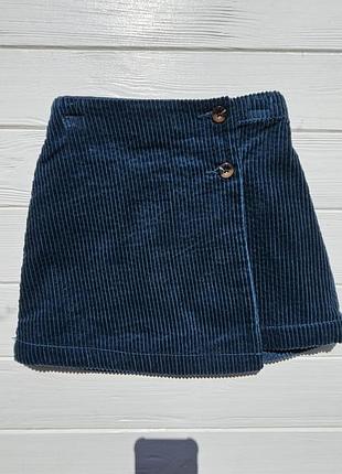 Вельветовая юбка на запах. 110, 116, 122 см.бренд dunnes. изумрудный цвет