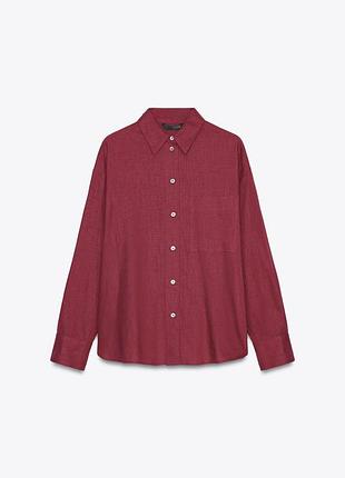 Zara сорочка лляна бордо