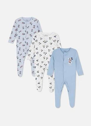 Хлопковые человечки primark 0-1мес, 0-3мес.
