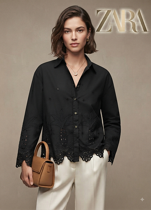 Zara приголомшлива сорочка з вибитої бавовни