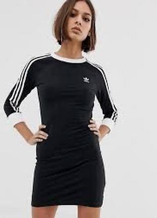 Чорна спортивна сукня adidas originals 3-stripes