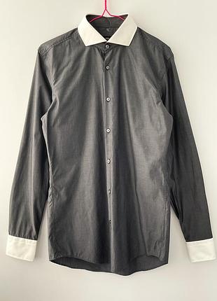 Чоловіча сорочка hugo boss slim fit з контрастним коміром (38 / s-m)