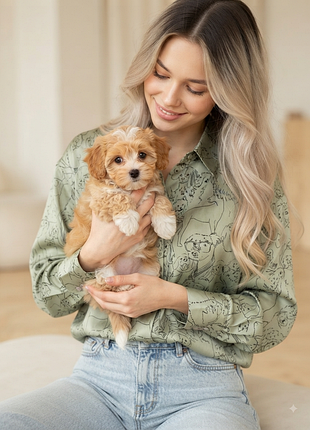 Zara неймовірно красива сорочка у принт песиків