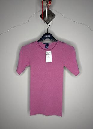 Рожевий трикотажний вовняний джемпер ralph laurent sport з коротким рукавом, xs/s