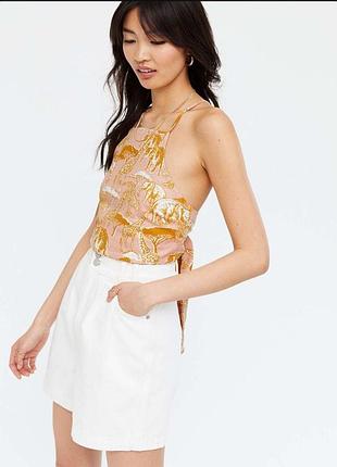 Топ на бретелях з тваринним принтом від new look