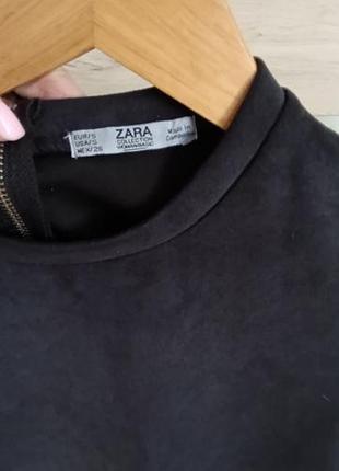 Жіноча коротка сукня zara чорна під замшу з коротким рукавом