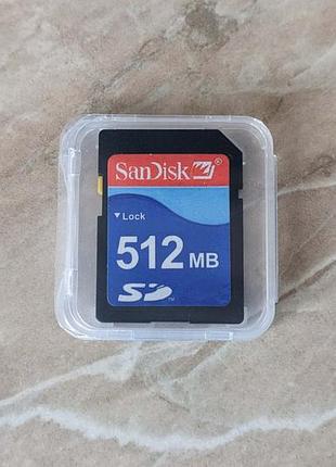 Флешка sd карта памяти sandisk 512mb для фото камеры или магнитолы