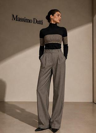 Massimo dutti стильні базові брюки штани з вовною в гусячу лапку