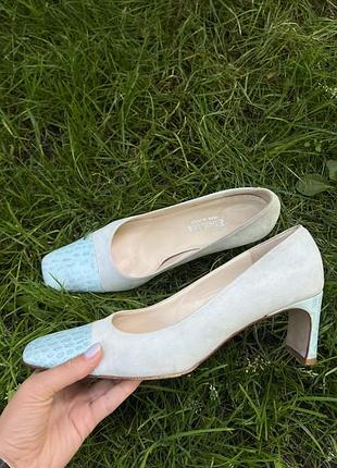 Escada vintage вінтаж блакитні замшеві шкіра 42 43 розмір