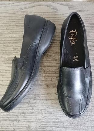 Черные кожаные туфли,лоферы footglove original wider fit