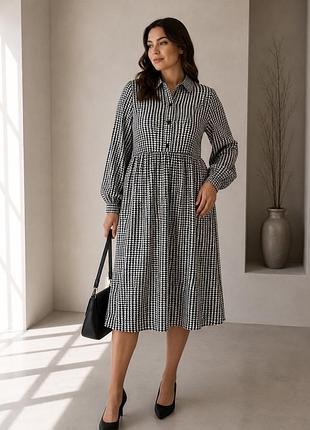 Сукня міді primark у принт гусяча лапка плісе l/xl (eur 44)