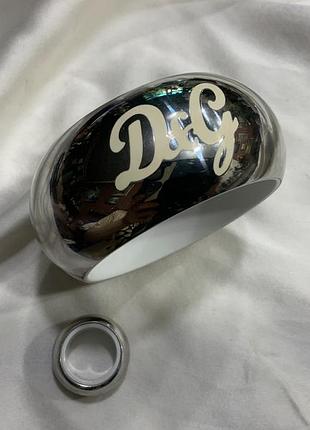 Оригинальный комплект d g dolce gabbana керамика металл массивный браслет каф и кольца винтаж y2k