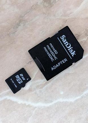 Флешка microsd карточка 2gb + sd переходник для старого телефона или другого гаджета
