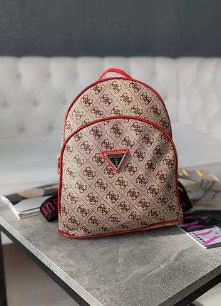 Рюкзак guess бежевый с красным женский