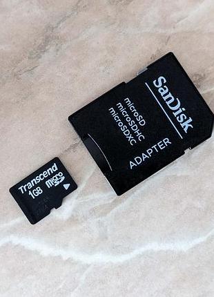 Флешка microsd картка 1gb + sd перехідник для старого телефону або іншого гаджету