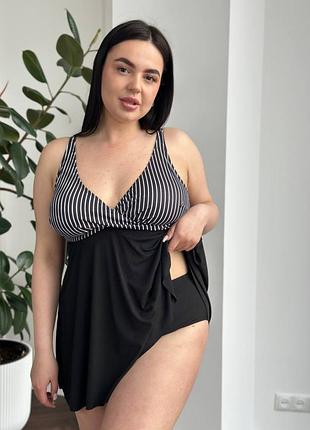 Стильний чорний купальник танкіні для дівчат plus size