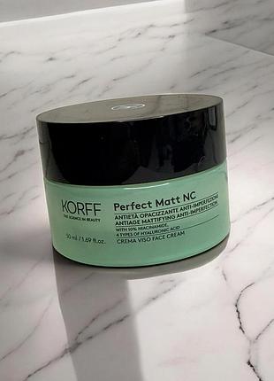 Korff матирующий антивозрастной крем для лица perfect matt nc, 50 мл тестер