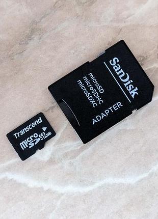 Флешка microsd карточка 512 mb + sd переходник для старого телефона или другого гаджета