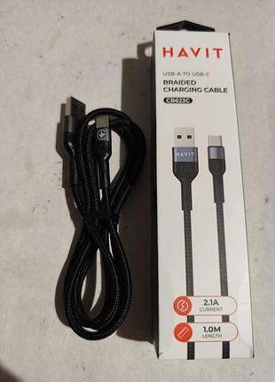 Havit cb623c 2,1a 1m type c+usb. кабель швидкого заряджання.