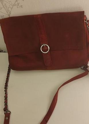 Стильная женская сумочка pieces pc pia suede bag из натуральной замши