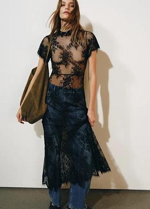 Длинное кружевное платье zw collection