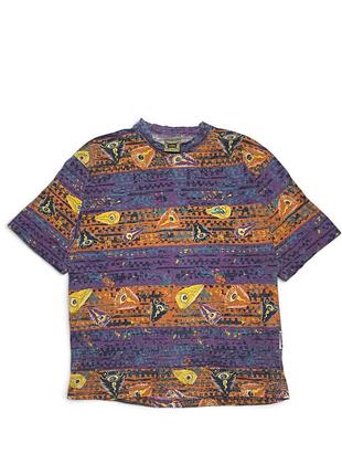 Чоловіча вінтажна футболка quiksilver all over print 90s y2k мультиколор s