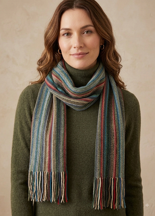 Женский разноцветный шарф william brunton hand knits шерсть