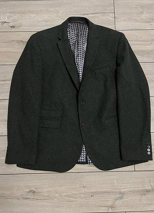 Чоловічий твідовий шерстяний піджак блейзер жакет хакі next signature nova fibes tweed 46r 117см