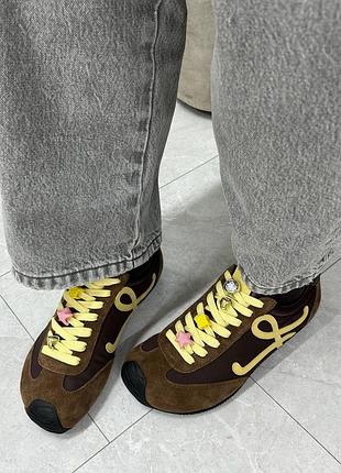 Кросівки кеди замша loewe коричневі та чорні