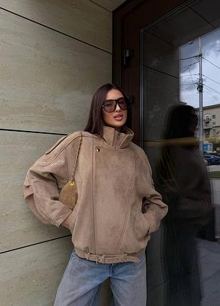 Невероятная трендовая удлиненная замшевая косуха