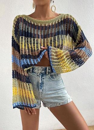 Shein актуальна кофтинка сітка накидка кроп сіточка светр кофтинка